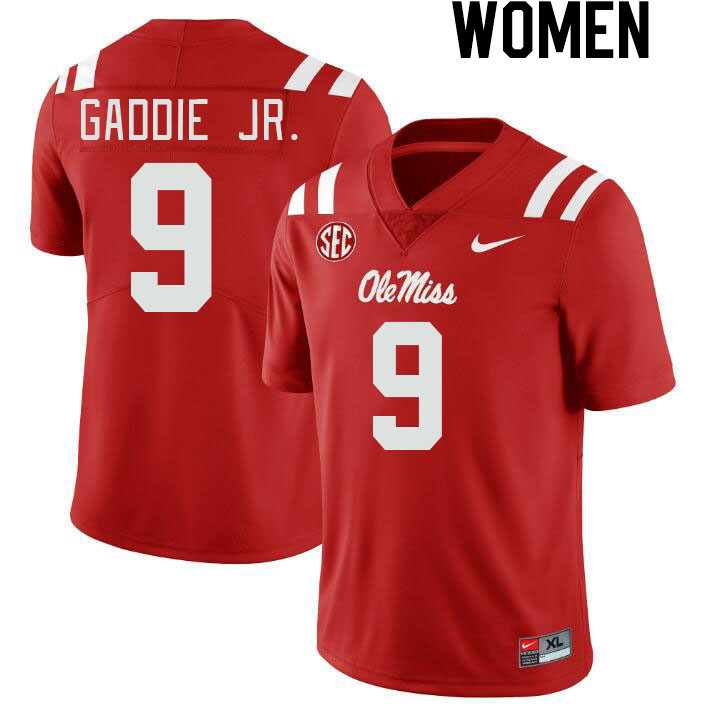 Women #9 DeShawn Gaddie Jr. Ole Miss Rebels College Football Jerseyes Stitched Sale-Red